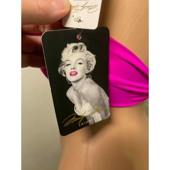 NWT Marilyn Monroe L Vintage Metallic Embroidered Swim Halter Bathing Top $45 - Picture 6 of 8